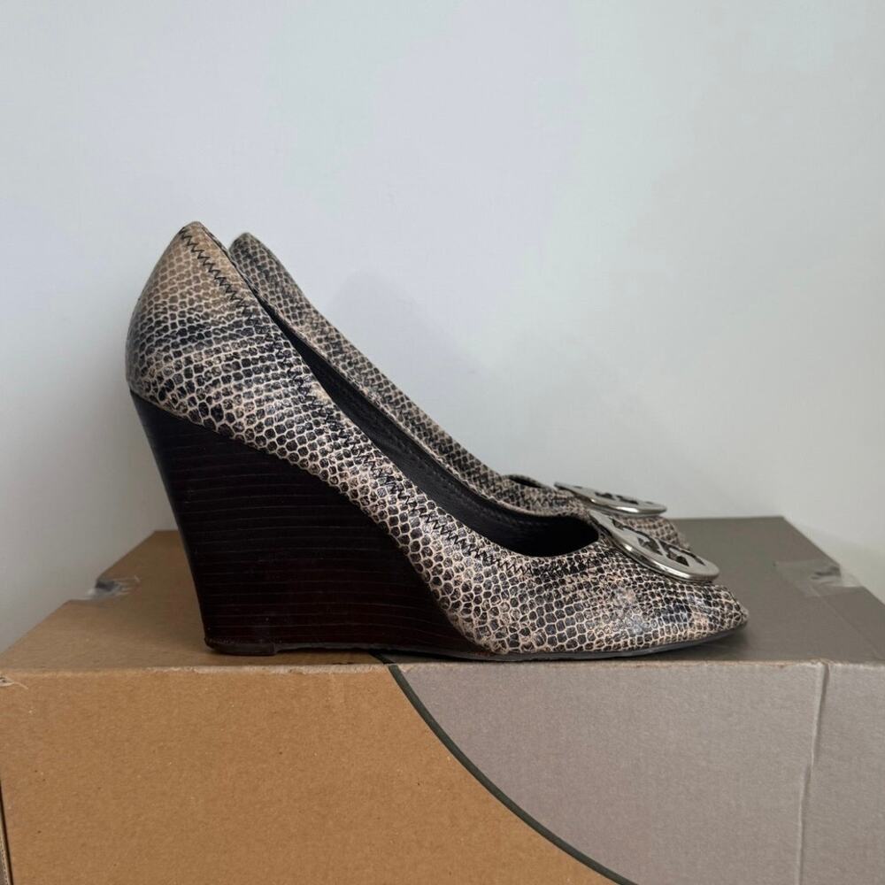 Tory Burch Julianne Python Embossed Leather Peep-… - image 2